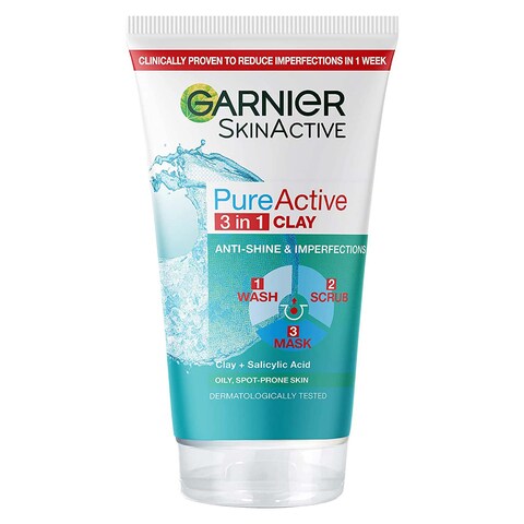 Garnier Skinactive Pure Active 3in1 Wash - Scrub And Mask - 150 Ml