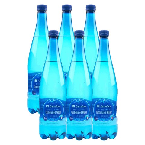 Buy Carrefour Low Sodium Natural Mineral Carbonated Water 1L Pack of 6 in UAE