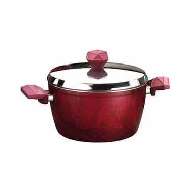 نوفال حلة ديزاينو مع غطاء ألمونيوم - 18 سم - أحمر