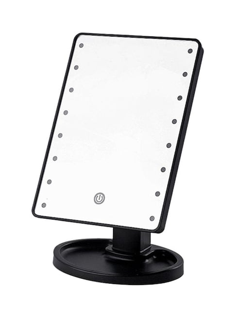 Generic 16 LED Square Multi-Function Makeup Mirror -Black