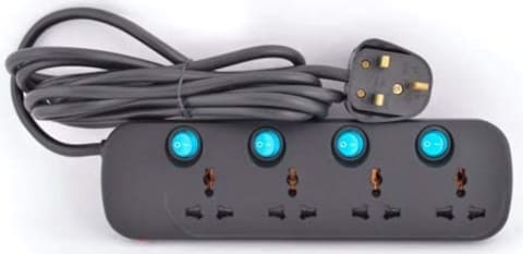 Terminator brand 4 way black color universal socket power extension - TPB 624AB-3M