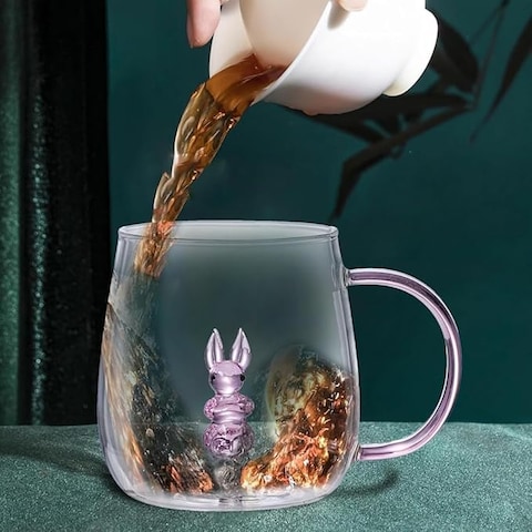 1CHASE&reg; Borosilicate Three-Dimensional Coffee Cup with Handle 300 ML (Rabbit)