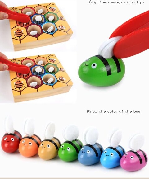 Wooden children&#39;s puzzle toy 3D puzzle bee nest box,Infant Early Childhood Teaching Beehive Game Children&#39;s Toys