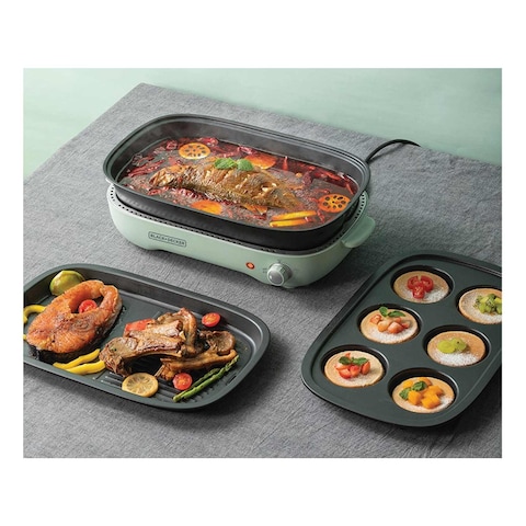 Black &amp; Decker Multifunction Hotpot Electric Grill GMF1400-B5 Green and Black 1400W