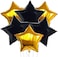 Party Time 6-Pieces 18 Inches Black &amp; Gold Star Foil Balloons Set For Wedding, Anniversary, Birthday Party Decorations - Party Supplies