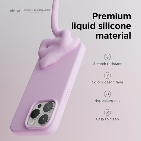 elago Liquid Silicone for iPhone 15 Pro MAX case cover Full Body Protection, Shockproof, Slim, Anti-Scratch Soft Microfiber Lining - Light Lilac