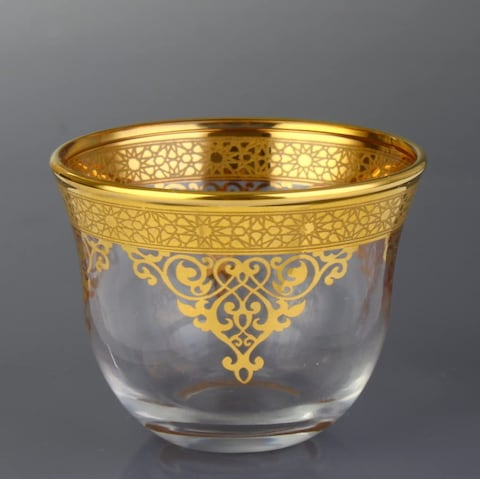 ABKA Turkey Vintage Turkish Tea Glasses Cups Set of 6 for Party - (Arabic tea cups) 6PCS CAWA CUPS SET GOLD AURA