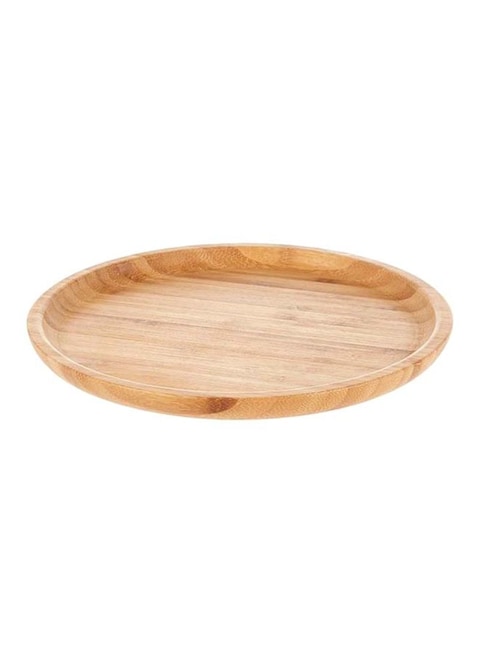 Wooden Round serving Plate Brown 2.5x25x25centimeter