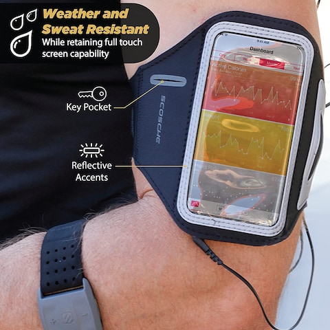 SCOSCHE HFDABXL SoundKase XL Ultra-Light Sport Armband Cell Phone Case, Black/Gray