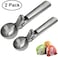 GulfDealz Kitchen Durable Ice Cream Spoon with Easy Trigger, Dipper for Fruits, Water Melon Scoop, Stainless Steel Material - 2 Pieces