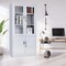 Karnak Steel &amp; Glass 4 Door Metal Filing Cabinet With Key Lock &amp; Shelves Storage Compartment For Office
