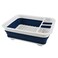 Generic-Dark blue Dish Drying Rack Collapsible Folding Dish Rack for Easy Storage Water Drainer Sectional Cutlery Portable Dinnerware Basket for Kitchen RV Campers