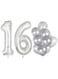 Party Time Number 16 40inch Party Decorations Latex/Foil Balloon Set - Silver