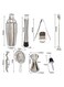 9-Piece Bartender Cocktail Shaker Set With Stand Silver/Brown