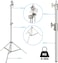 COOPIC L380 Stainless Silver Photo Studio Two way Light Stand Max Height 385cm and 119-216cm Adjustable Boom Arm Includes Blue Sandbag for Supporting Umbrella Softbox Flash for Portrait Video Light
