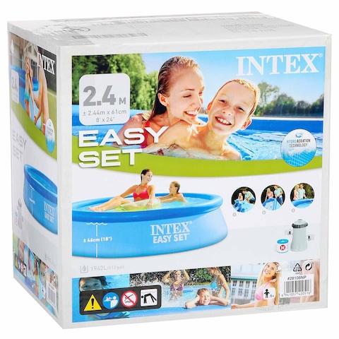 Intex 28108 Easy Set Swimming Pool with Filter - 244&times; 61 Cm - Blue