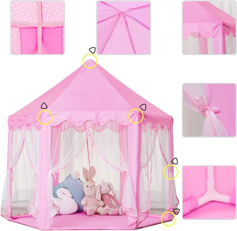 Princess Castle Girls Play Tent Toy, Kids Large Fairy Playhouse Tent with Star Lights