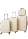 Morano Hard-Side Travel Back Luggage Trolley Set, 4 Pcs - Beige With Khaki