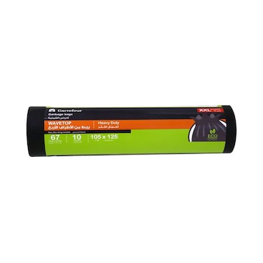 Carrefour 67 Gallon Wavetop Oxo Bio-Degradable Black XXL 10 Garbage Bags