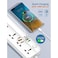 5 Way Power Extension Cord with USB, 1x 20W USB-C PD, 3x USB-A QC Fast Charging Ports, 5x Universal Electrical Outlet Lead Sockets, Multi Plug Charging Surge Protector Strip, 3M Cable White