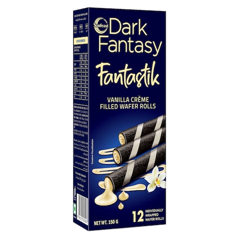 Sunfeast Dark Fantasy Fantastik Vanilla Creme Filled Wafer Rolls 150g
