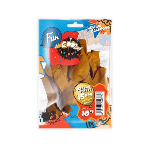 Fun Helium Balloon 10&quot; 15 Pieces Gold