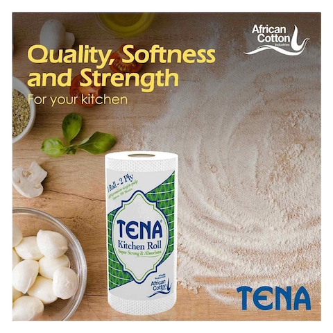 Tena Super Strong And Absorbent 2 Ply Kitchen Rolls White 2 Pieces