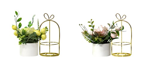 Aiwanto Flower vase Artificial Flowers With Vase  Decoration Home Decor Piece Tabletop Decoration(2Pcs)
