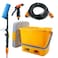 Portable 12V car washing machine with cigaratte lighter power plug, water flowers spray brush head set 18L electric car washer Yellow