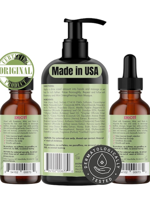 Mielle Organics Rosemary Mint Strengthening Set 2 Oils + Shampoo Infused With Biotin Cleanses And Helps Strengthen Weak And Brittle Hair 473ml