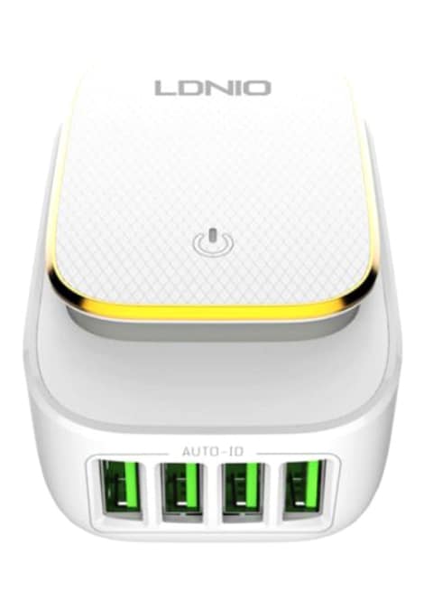 Ldnio - LDNIO A4405 LED Touch Lamp Adapter With Lightning Cable 3 USB Port &ndash; White White