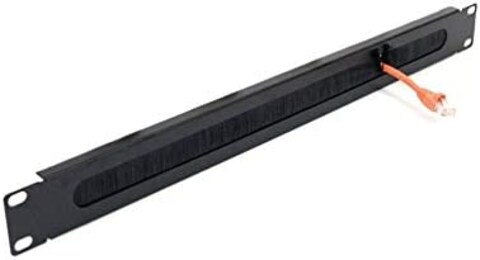 1U Horizontal Rack Mount Cable Management Panel with Cable Entry Brush for 19-Inch Rack Or Cabinet Black -1 PCS