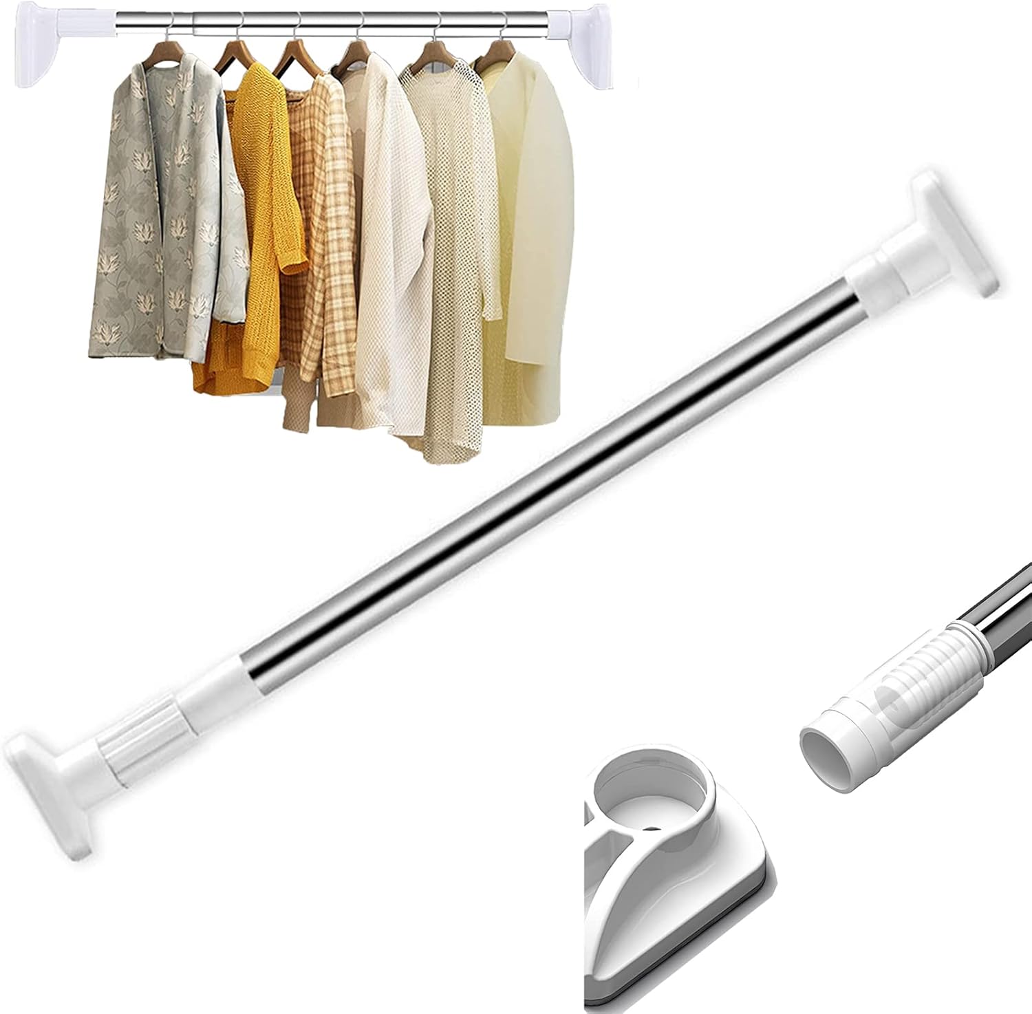 Buy shower curtain rod tension no drill expandable curtain rod shower ...
