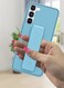 Samsung Galaxy S23 Grip Case Magnetic Kickstand Cover with Foldable Hand Strap Blue