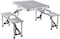 Class Outdoor Four Seater Foldable Table, Perfect for Outdoor Barbecue, Picnic Tables, Camping, Chairs and Tables, Silver,Convenient Carry Handle, Silver, CLDNAL01