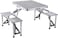 Class Outdoor Four Seater Foldable Table, Perfect for Outdoor Barbecue, Picnic Tables, Camping, Chairs and Tables, Silver,Convenient Carry Handle, Silver, CLDNAL01