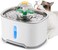 COOLBABY 2.5L Pet Water Fountain with Water Filter,Water Spray + LED Bright Blue Light,Automatic Pet Fountain Water Bowl for Cats and Small Dogs