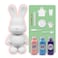 BUNNY MONEY SAVER FIGURINE (9 inch - 23 cm) ACRYLIC DRIP POURING PAINT DIY SET Colors: Light-Pink, Light-Blue, Dark-Purple.