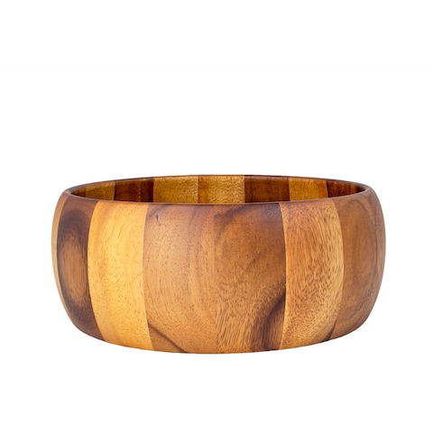 BILLI Acacia Wood Round Serving Bowl for Fruits or Salads, Large Single Bowl, DIA 24 X 10H cm