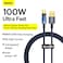 Baseus 100W USB To Type-C Explorer Series Auto Power-Off Fast Charging Data Cable for Huawei, Honor, Xiaomi and all Type C Devices 6A,1m, Blue
