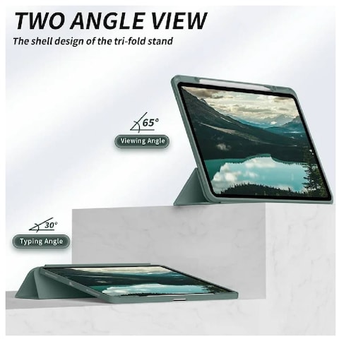 HYX New iPad Pro 12.9 Inch Case 2022(6th Gen)/2021(5th Gen)/2020(4th Gen) with Pencil Holder,Smart iPad Case [Auto Wake/Sleep] with Auto 2nd Gen Pencil Charging (Green)