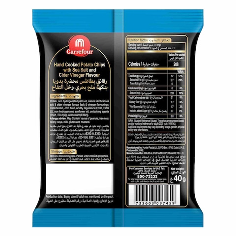 Carrefour Handcooked Sea Salt And Cider Vinegar Potato Chips 40G
