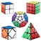 Roxenda Speed Cubes, [5 Pack] Speed Cube Set - 2x2x2 3x3x3 Megaminx Skew Pyramid Cube Smooth Magic Cubes Collection Puzzle Boxes Toy