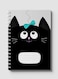 Lowha Spiral Notebook With 60 Sheets And Hard Paper Covers With Cartoon Black Cat Blue Ribbon Design, For Jotting Notes And Reminders, For Work, University, School