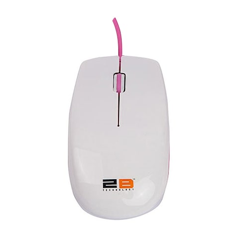 2B MO16W Wired Optical Mouse - Pink/White