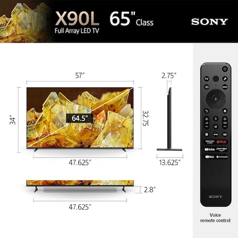 Sony Bravia X90L Series 65-Inch 4K UHD Smart LED Google TV 65X90L Black