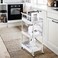 3 Tier Foldable Rolling Utility Cart, with Roller Wheels and Handles, for Kitchen Bathroom Office Laundry,White