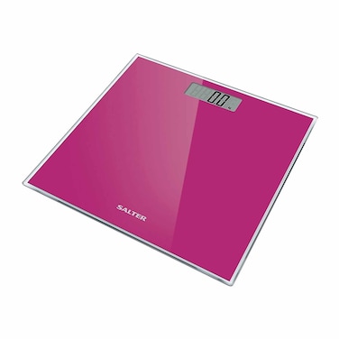  ميزان إلكتروني زجاجي صغير من سالتر للحمام - بينك