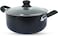 Homeway 28cm Cooking Pot With Glass Lid, 3mm Thickness, Induction Friendly, Soft Touch Bakelite Handles, 3 Layer Non-Stick Coating, HW252, Black