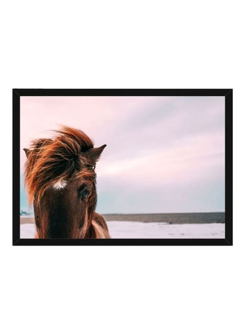 Spoil Your Wall Framed Horse Poster Brown/Blue 55x40cm